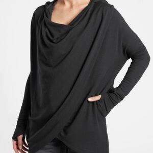 Athleta Purana Black Drape Top EUC